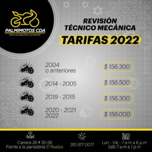 cuanto vale la revision tecnico mecanica de una moto