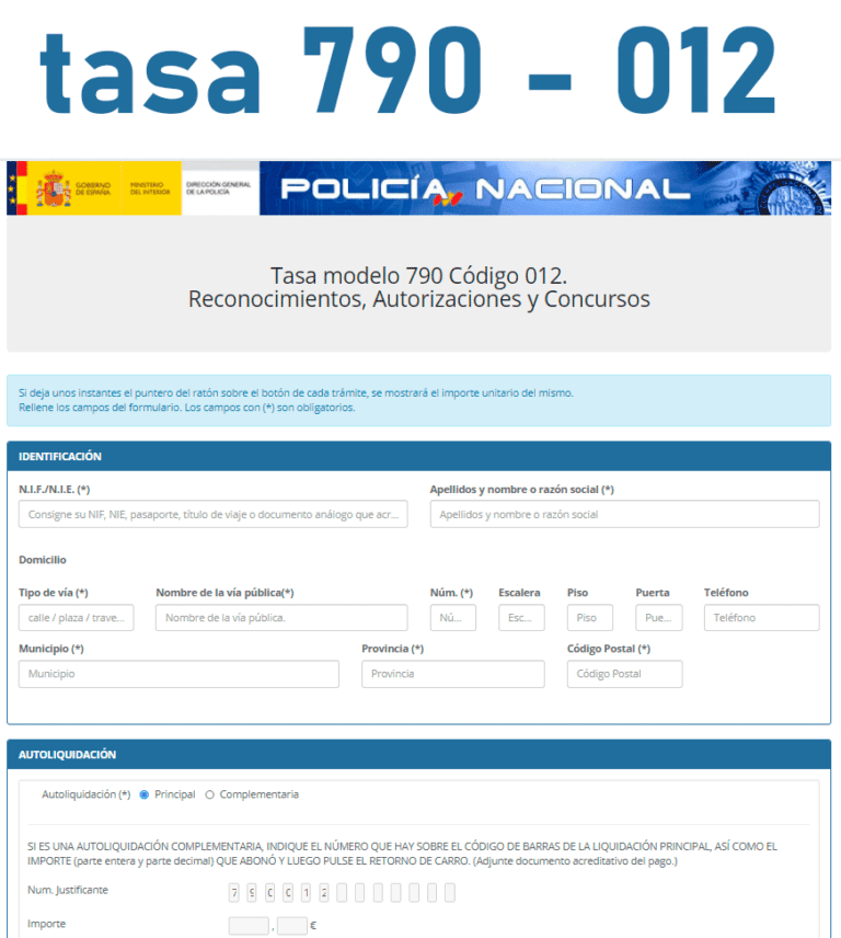 donde se pagan las tasas del modelo 790