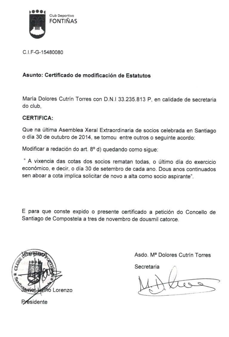 que es el certificado de modificacion