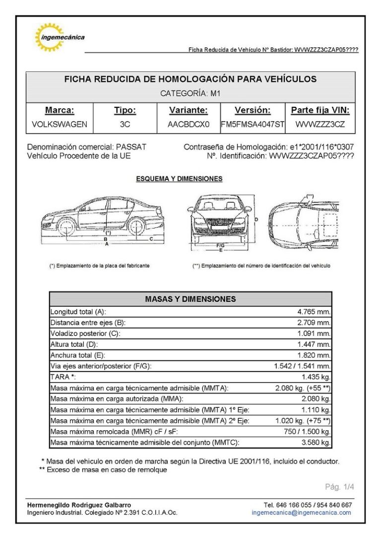 que es la ficha reducida de un coche