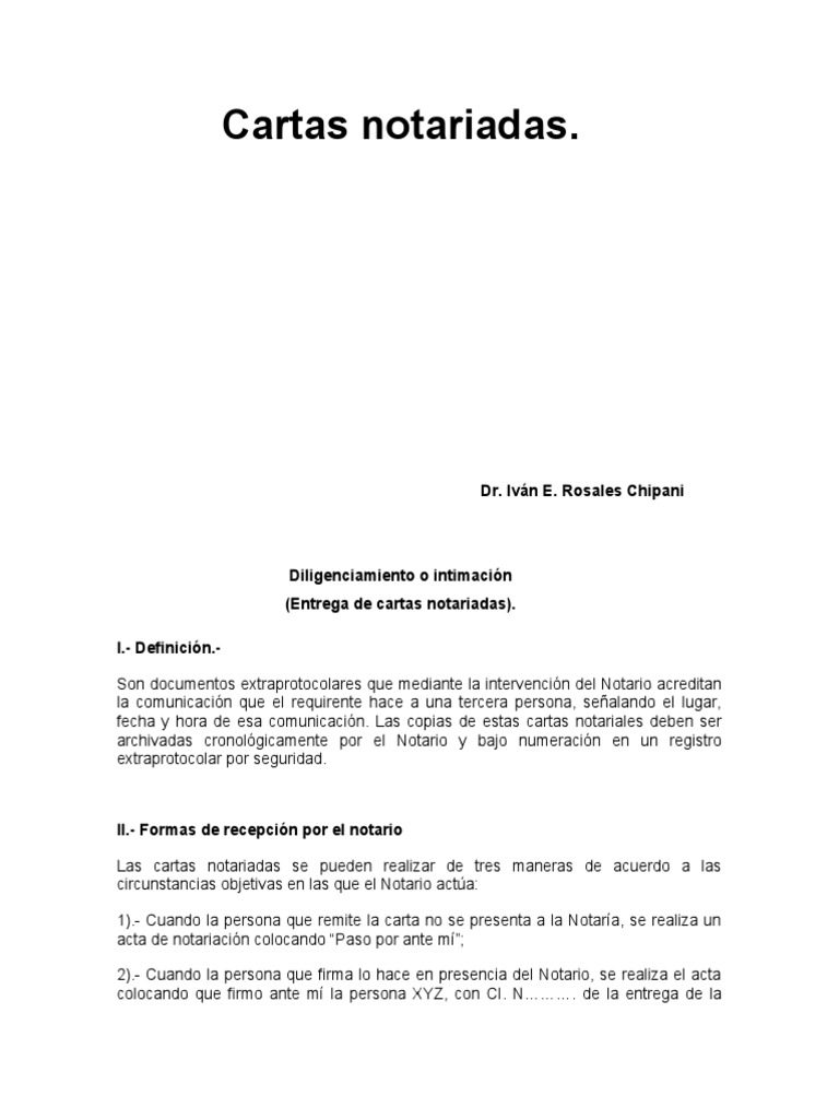 que se necesita para hacer una carta notariada